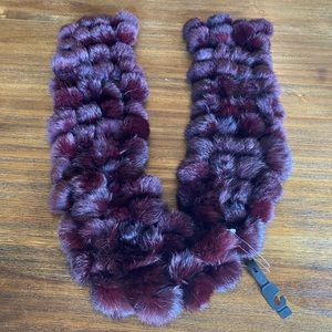 Cejon 100% Rabbit fur Scarf Shaw Burgundy
